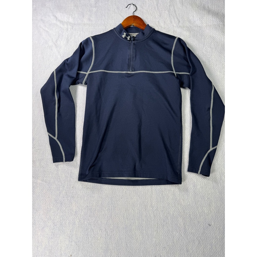 Under Armour ColdGear Mens Small Navy Blue Quarter Zip Long Sleeve Training Top